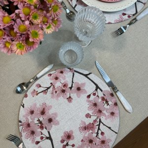 Capa para sousplat Cerejeiras rosa