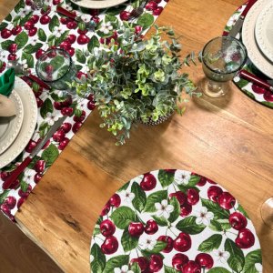 Individuais retangulares/Capas para sousplat Cerejas